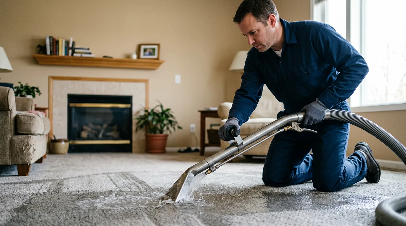 Water damage restoration technician working near Sterling, PA